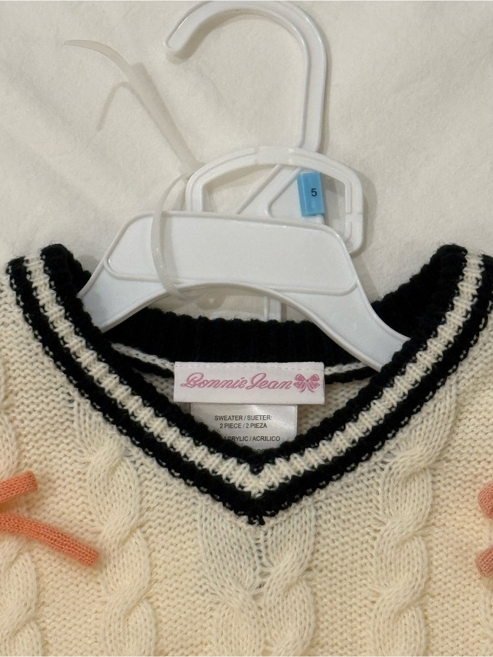 Bonnie Jean NWT Girls 2pc Bow Sweater & Plaid Skirt Set Size 5 - Picture 3 of 4